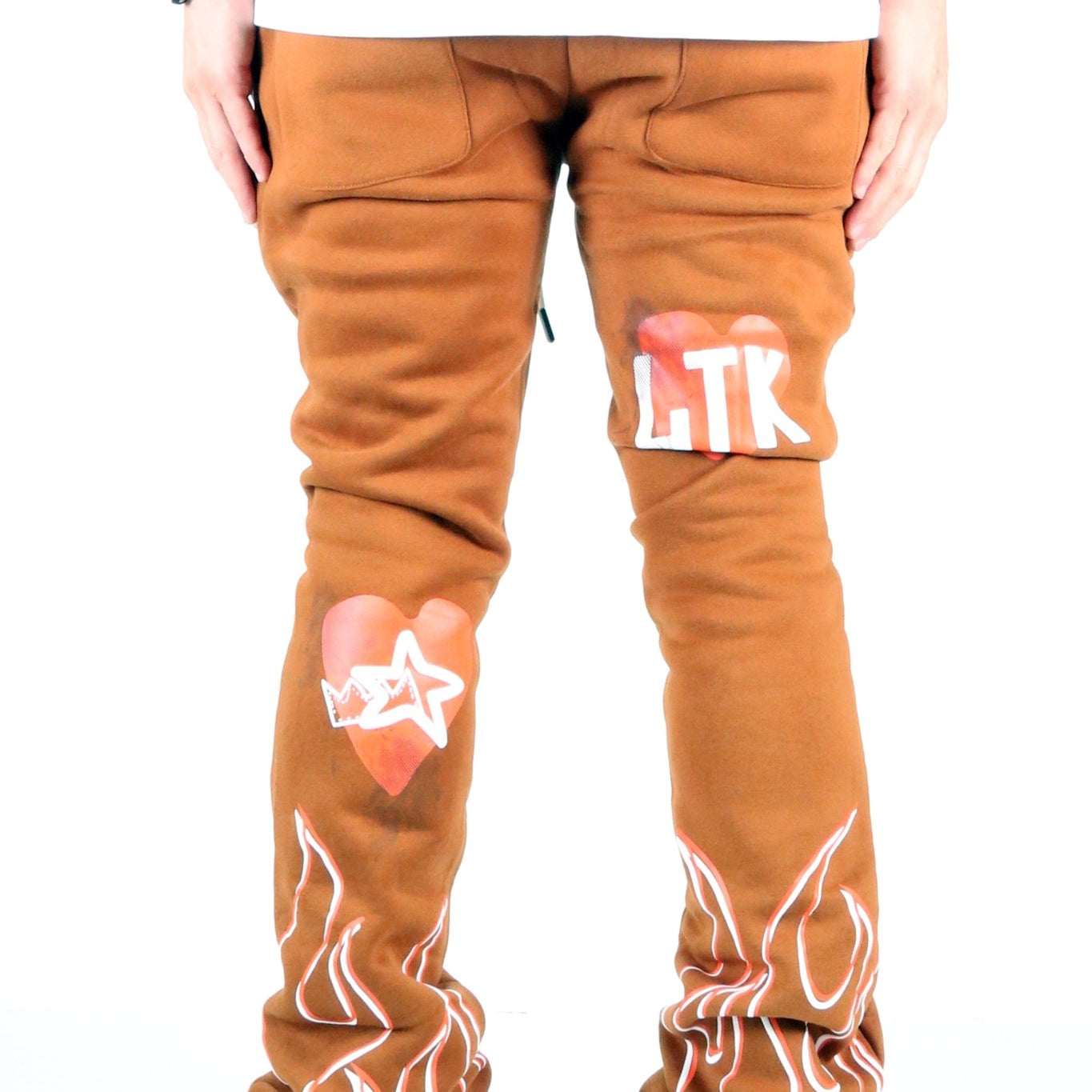BRUNETTE Heavy weight brushed graphic skinny flare stacked pants - Love to KleepMen's SweatpantsKLEEPLove to Kleep