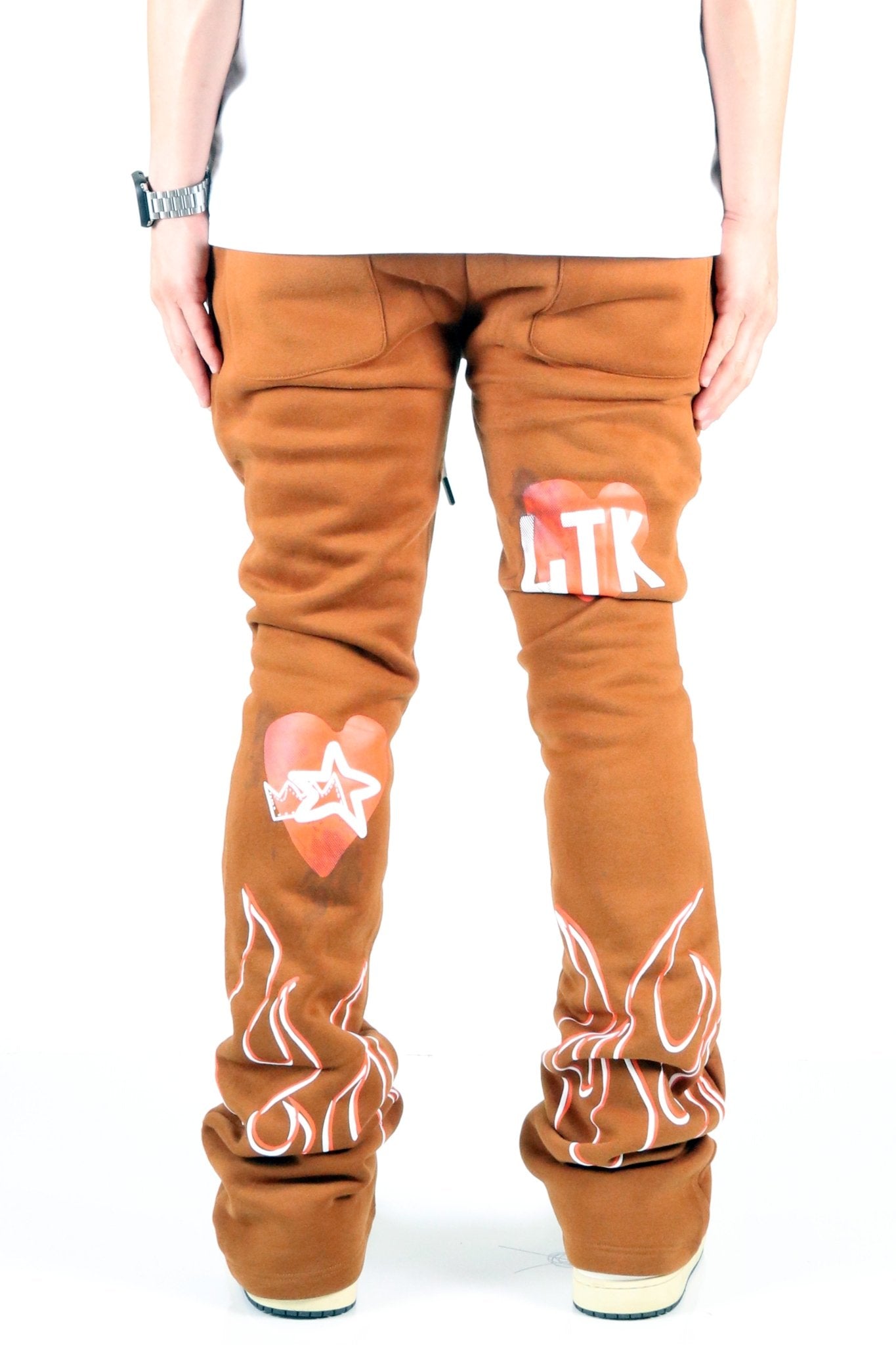 BRUNETTE Heavy weight brushed graphic skinny flare stacked pants - Love to KleepMen's SweatpantsKLEEPLove to Kleep