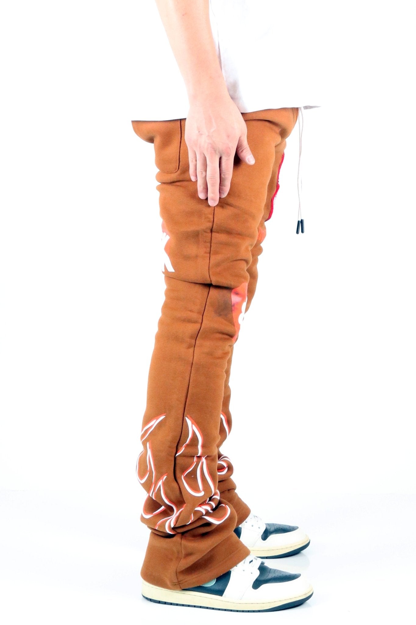 BRUNETTE Heavy weight brushed graphic skinny flare stacked pants - Love to KleepMen's SweatpantsKLEEPLove to Kleep
