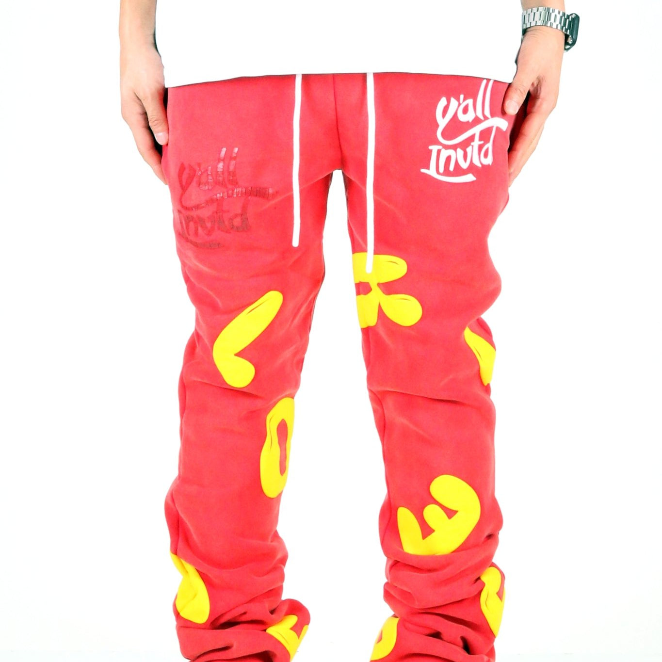 AMARAN Heavy weight brushed graphic skinny flare stacked pants - Love to KleepMen's SweatpantsKLEEPLove to Kleep