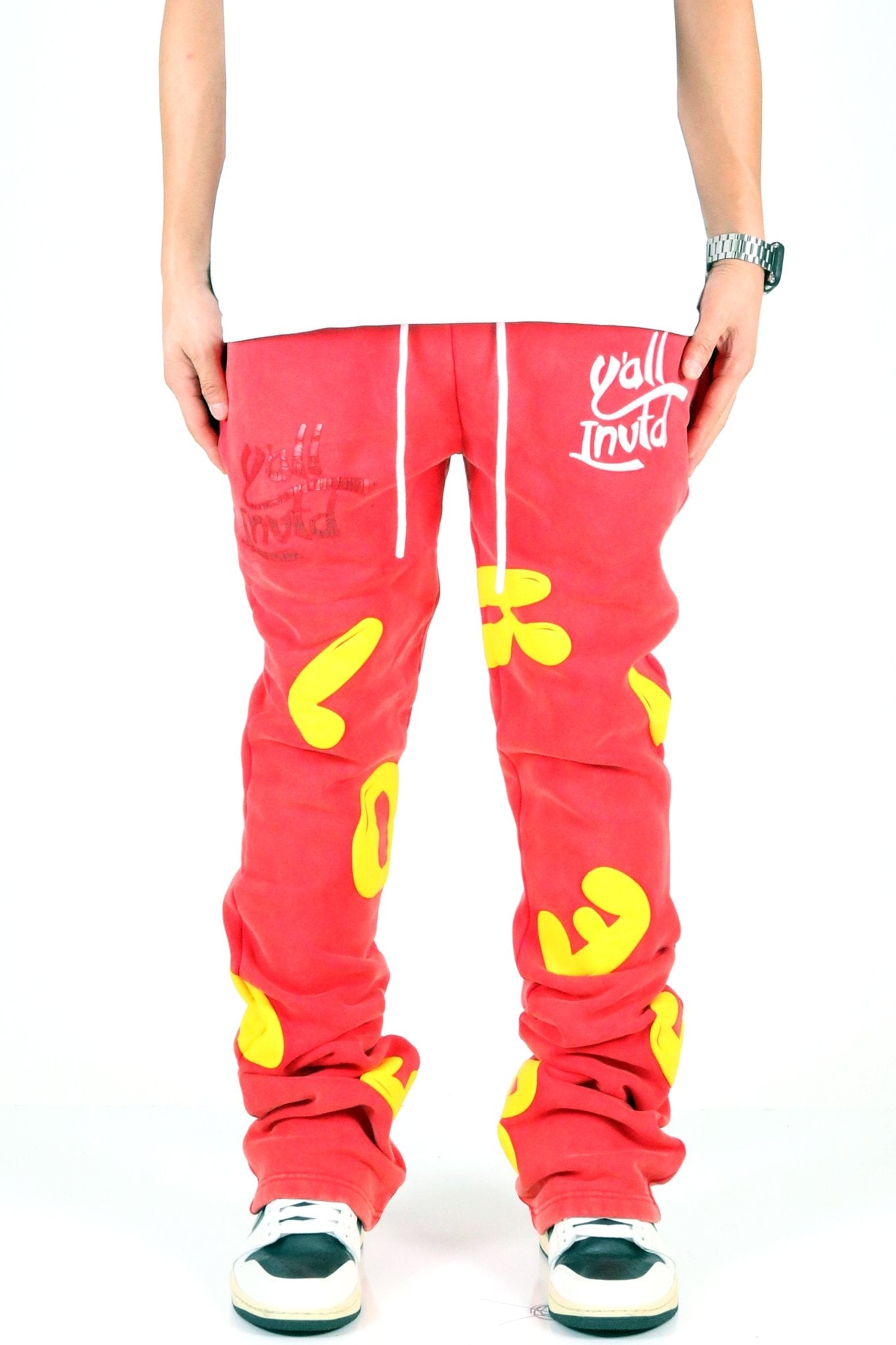 AMARAN Heavy weight brushed graphic skinny flare stacked pants - Love to KleepMen's SweatpantsKLEEPLove to Kleep