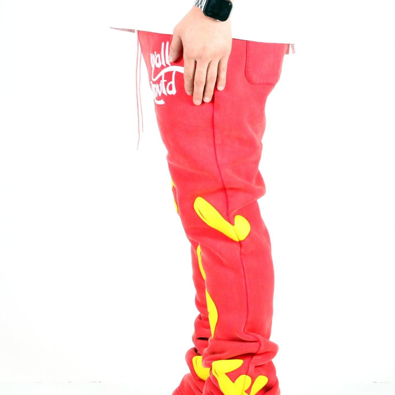 AMARAN Heavy weight brushed graphic skinny flare stacked pants - Love to KleepMen's SweatpantsKLEEPLove to Kleep