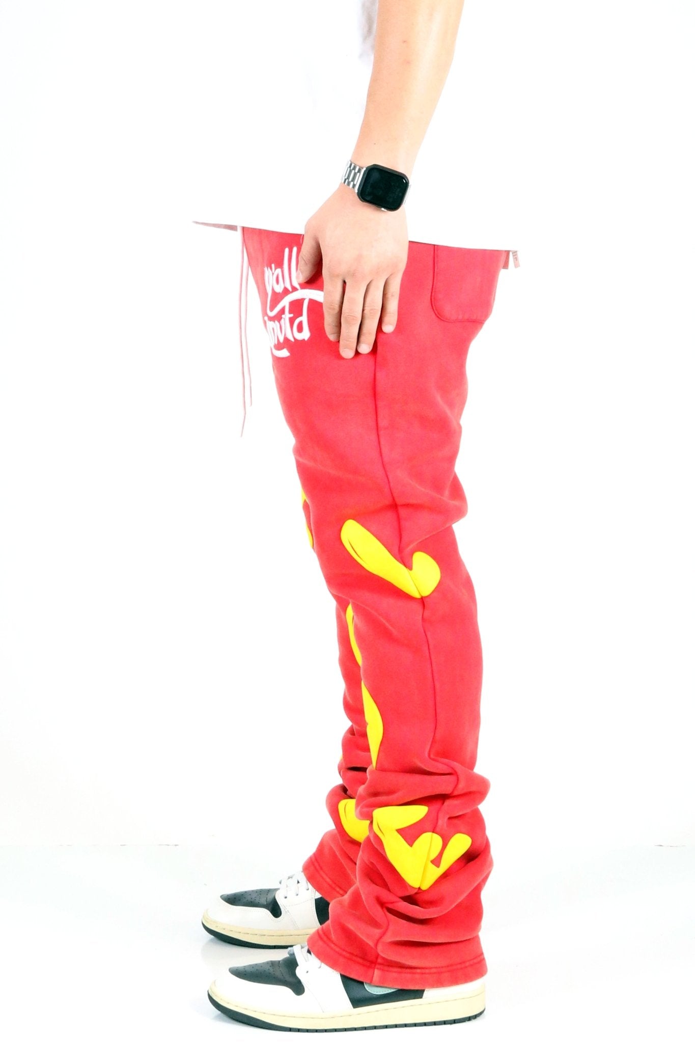 AMARAN Heavy weight brushed graphic skinny flare stacked pants - Love to KleepMen's SweatpantsKLEEPLove to Kleep