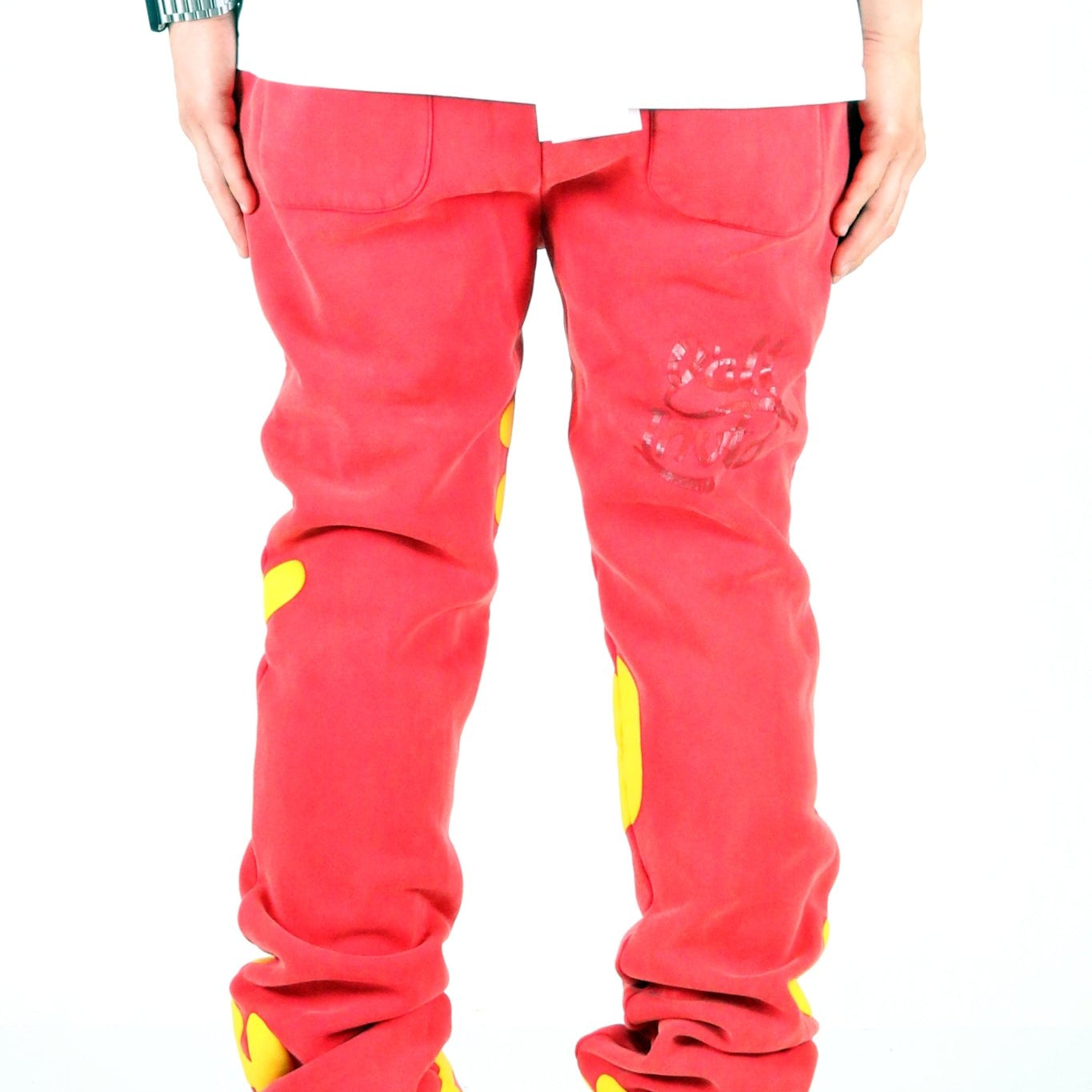 AMARAN Heavy weight brushed graphic skinny flare stacked pants - Love to KleepMen's SweatpantsKLEEPLove to Kleep