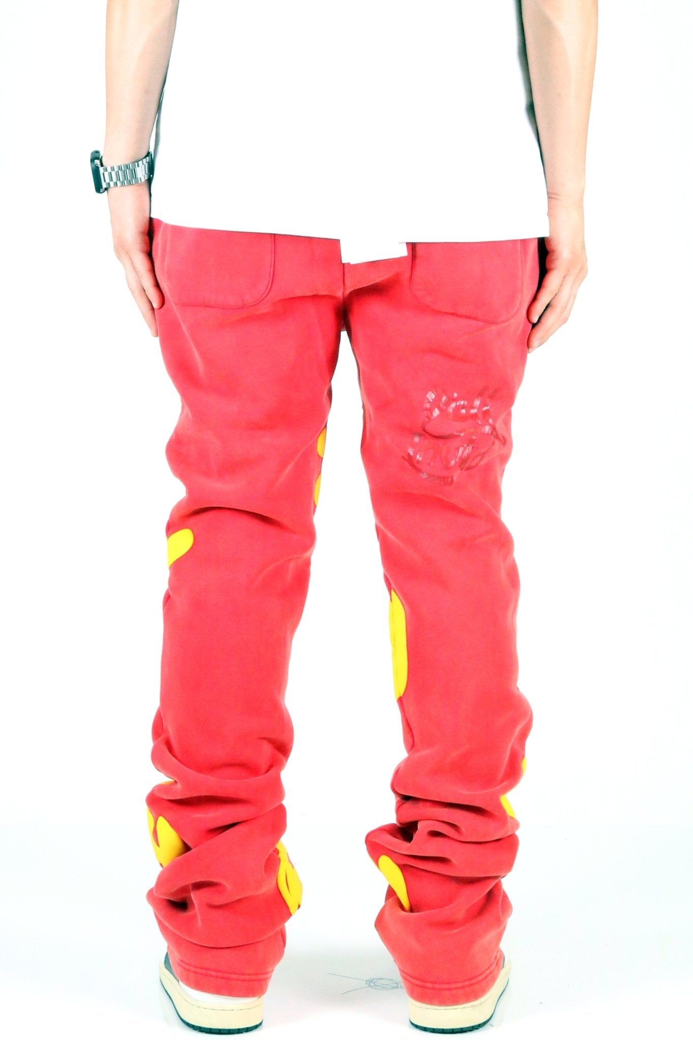 AMARAN Heavy weight brushed graphic skinny flare stacked pants - Love to KleepMen's SweatpantsKLEEPLove to Kleep