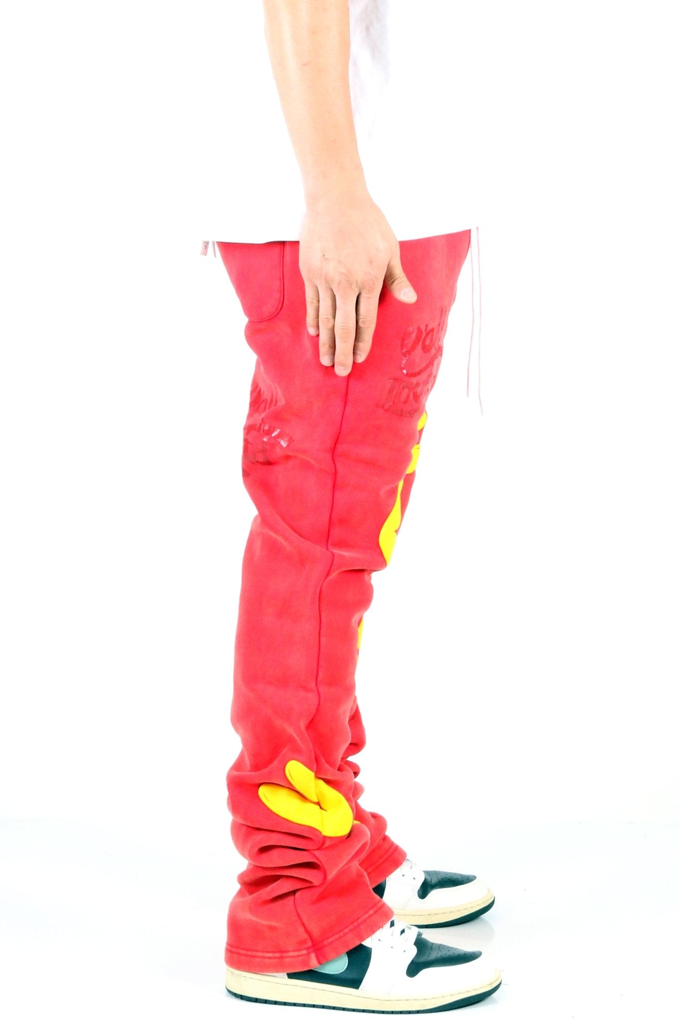 AMARAN Heavy weight brushed graphic skinny flare stacked pants - Love to KleepMen's SweatpantsKLEEPLove to Kleep