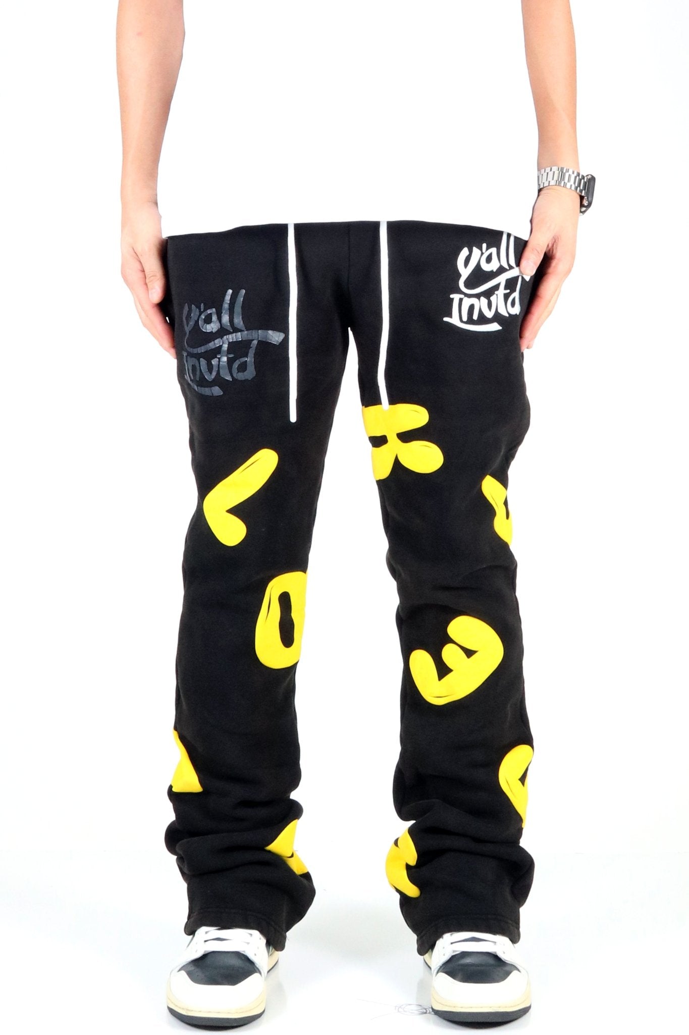 RIZA Heavy weight brushed graphic skinny flare stacked pants - Love to KleepMen's SweatpantsKLEEPLove to Kleep