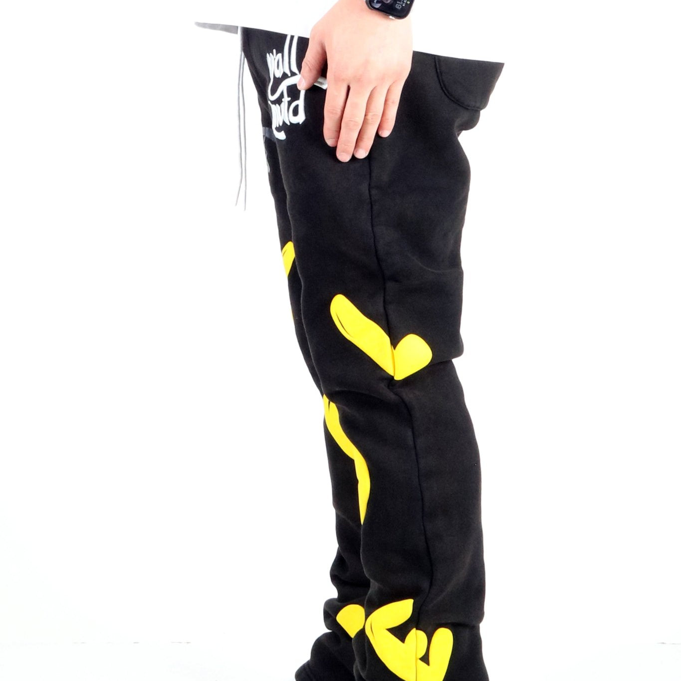 RIZA Heavy weight brushed graphic skinny flare stacked pants - Love to KleepMen's SweatpantsKLEEPLove to Kleep