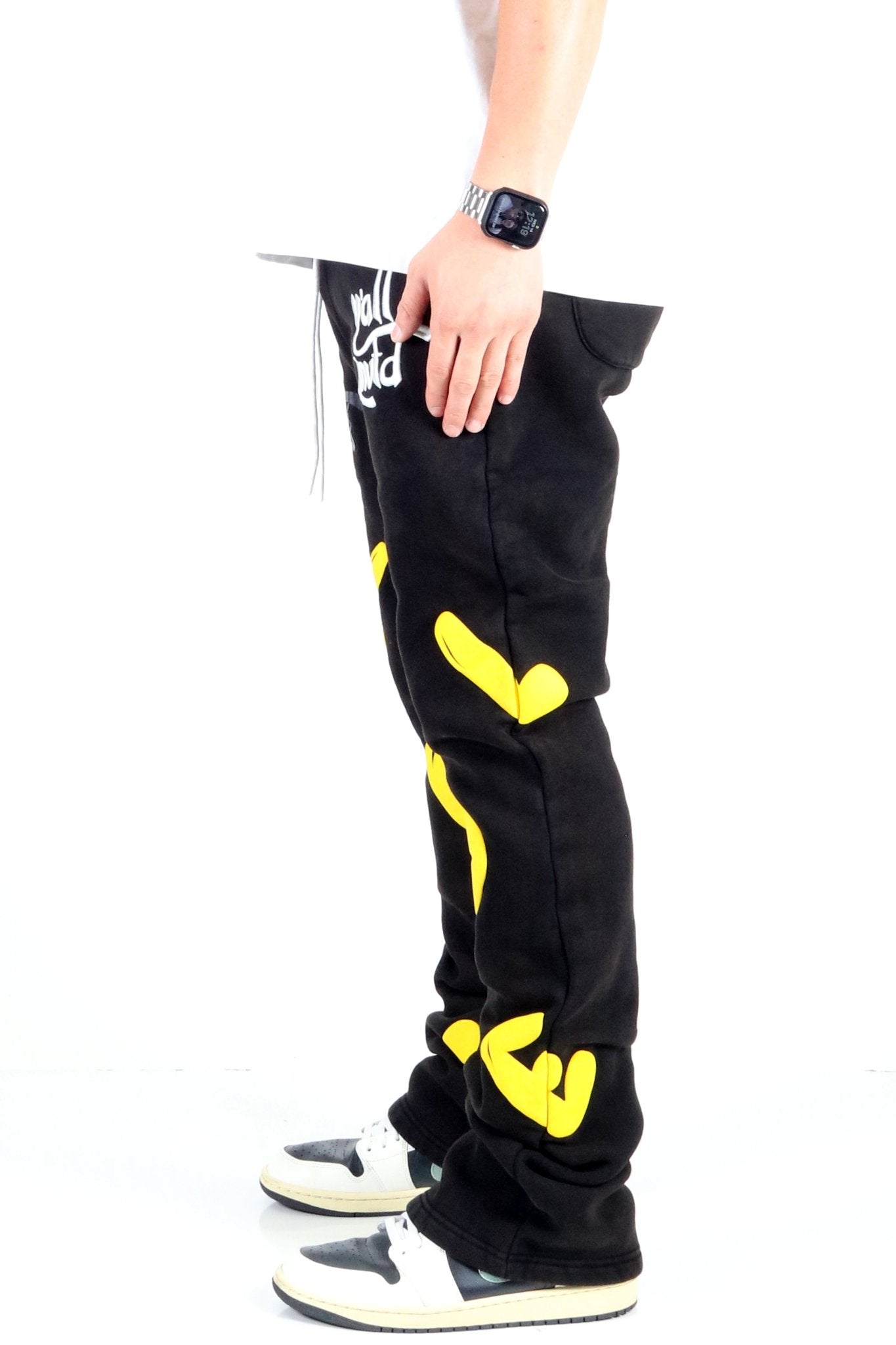 RIZA Heavy weight brushed graphic skinny flare stacked pants - Love to KleepMen's SweatpantsKLEEPLove to Kleep