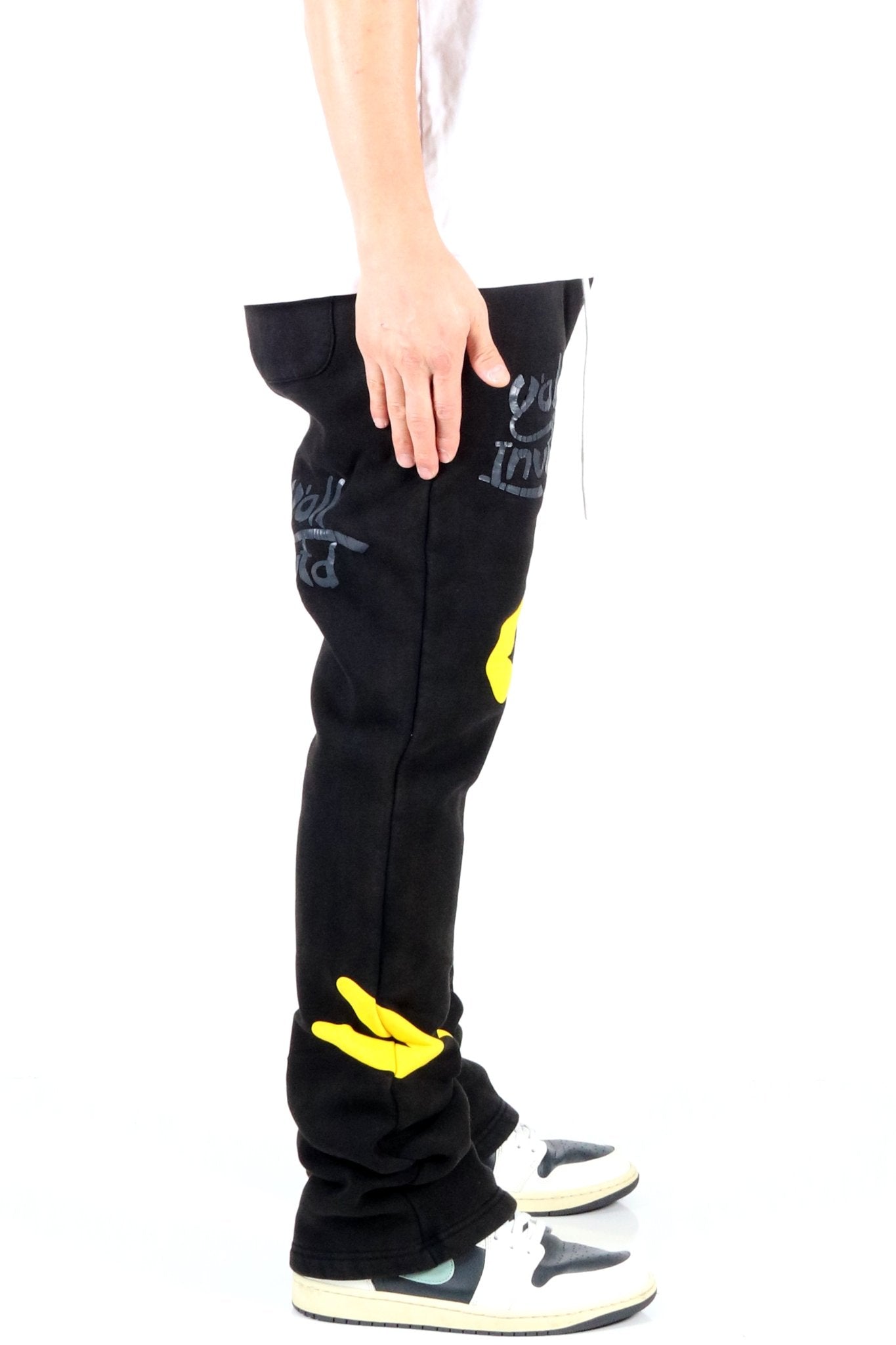 RIZA Heavy weight brushed graphic skinny flare stacked pants - Love to KleepMen's SweatpantsKLEEPLove to Kleep