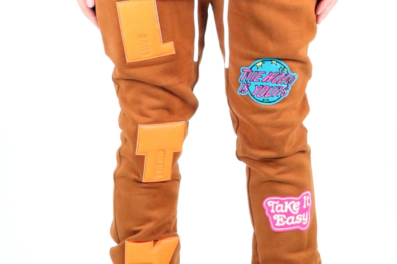 GEORGE Heavy weight brushed graphic skinny flare stacked pants - Love to KleepMen's SweatpantsKLEEPLove to Kleep