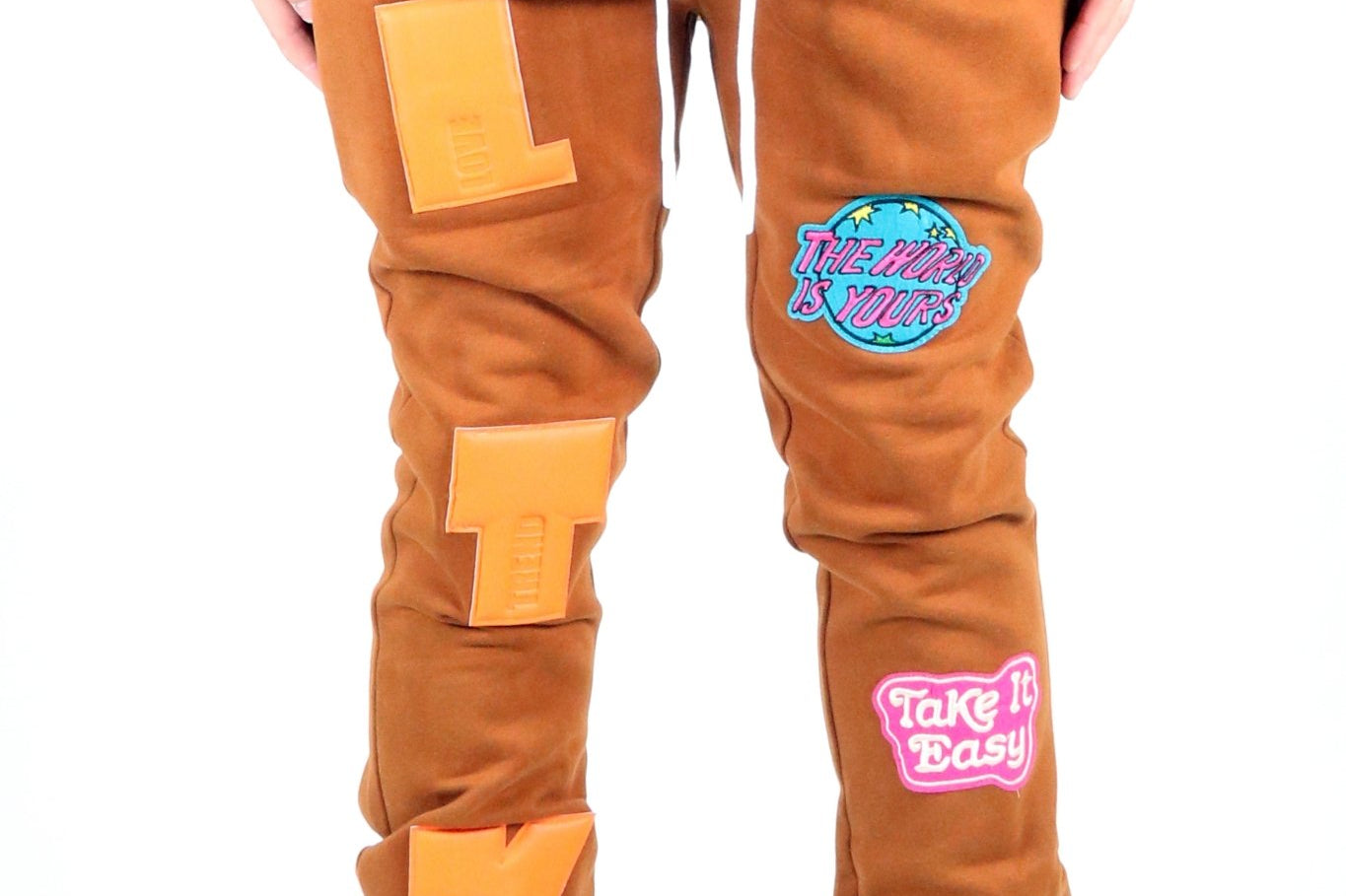 GEORGE Heavy weight brushed graphic skinny flare stacked pants - Love to KleepMen's SweatpantsKLEEPLove to Kleep