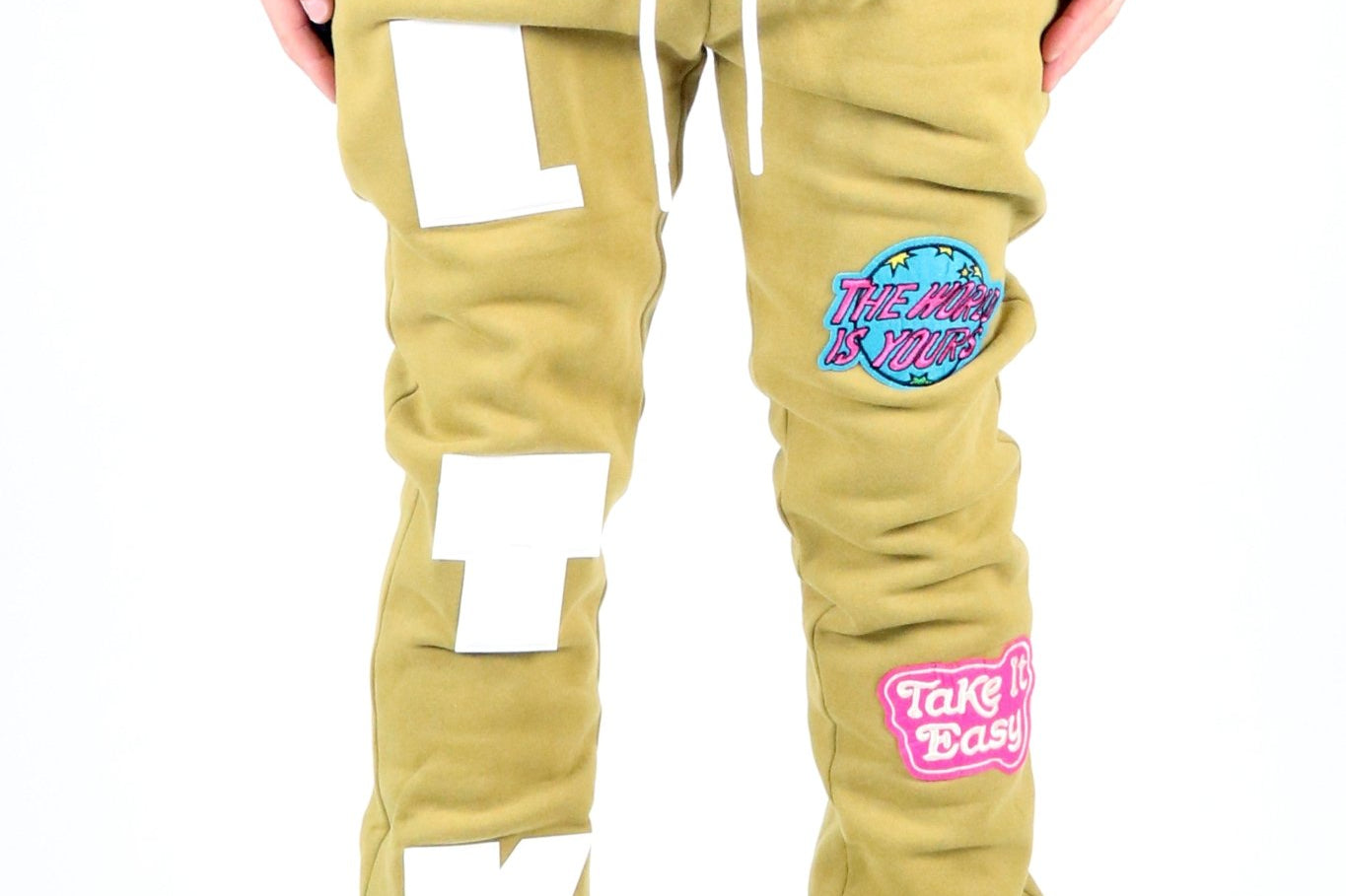 PEAR Heavy weight brushed graphic skinny flare stacked pants - Love to KleepMen's SweatpantsKLEEPLove to Kleep