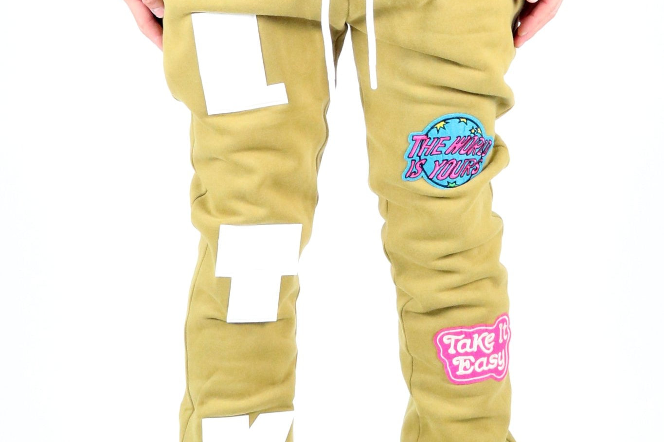 PEAR Heavy weight brushed graphic skinny flare stacked pants - Love to KleepMen's SweatpantsKLEEPLove to Kleep