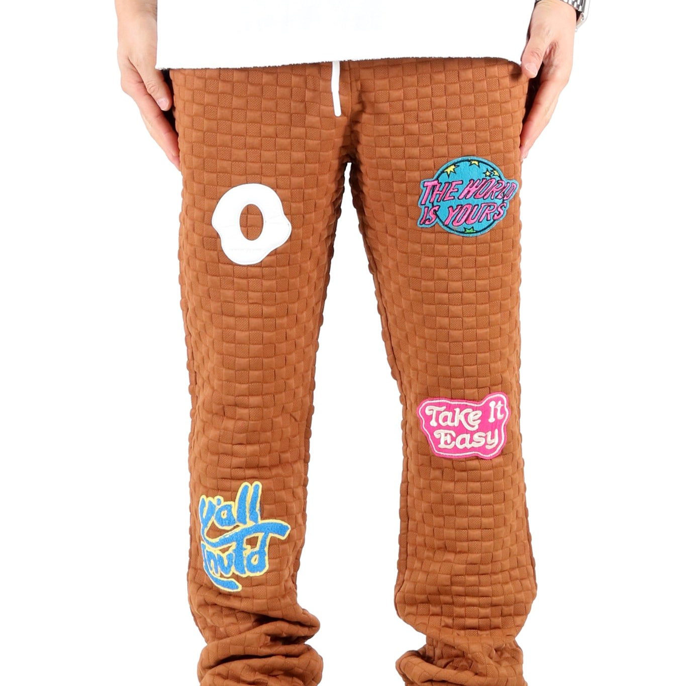 BRONCE Waffle square pattern Skinny Stacked Pants - Love to KleepMen's SweatpantsKLEEPLove to Kleep