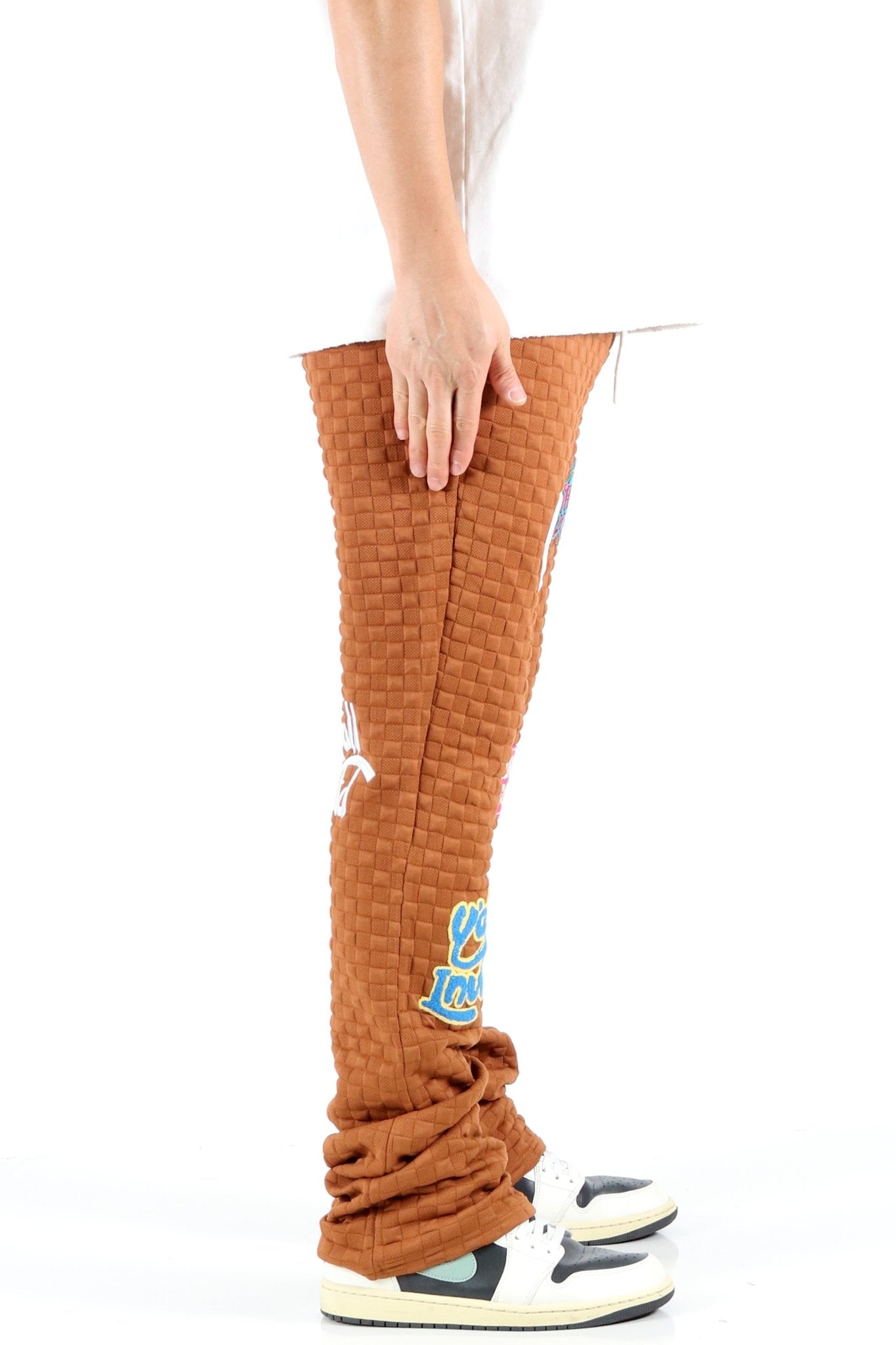 BRONCE Waffle square pattern Skinny Stacked Pants - Love to KleepMen's SweatpantsKLEEPLove to Kleep