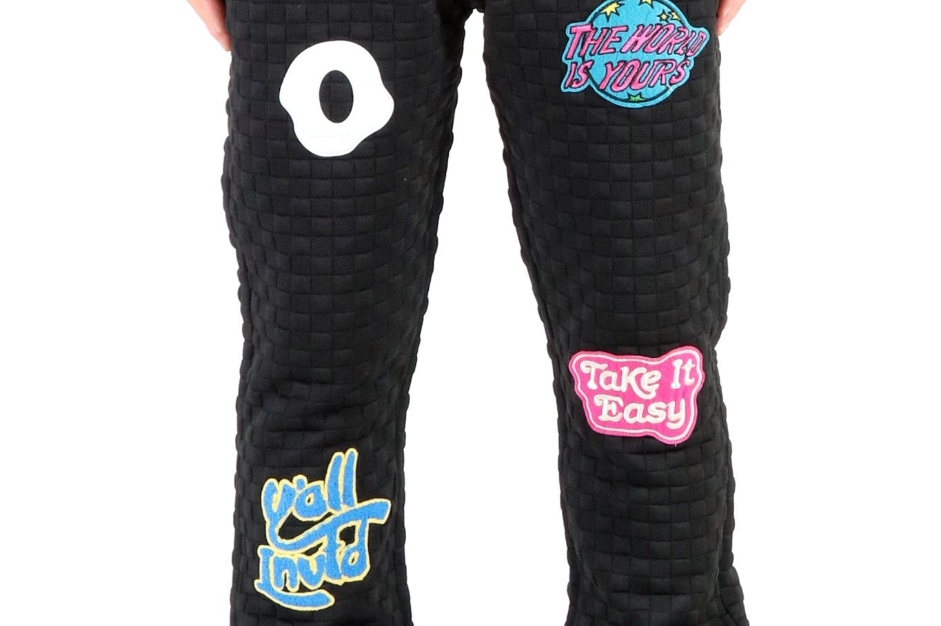 KUROI Waffle fleece graphic skinny flare stacked pants - Love to KleepMen's SweatpantsKLEEPLove to Kleep