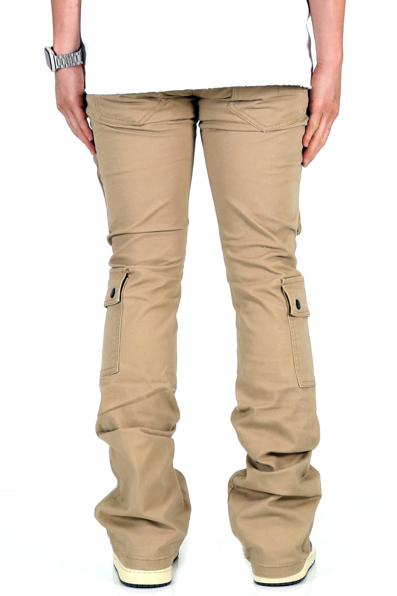 VENGE Men's premium twill khaki stacked cargo pants. - Love to KleepMen's PantsKLEEPLove to Kleep
