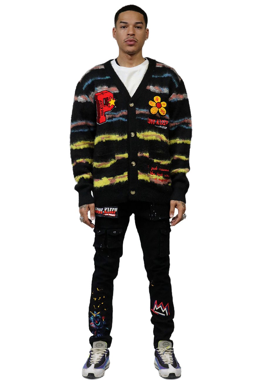 DEWEY Men's premium sweater cardigan with embroidery & patches - Love to KleepMen's CardiganKLEEPLove to Kleep