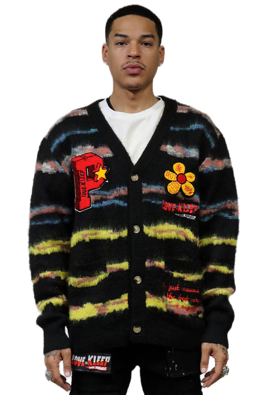 DEWEY Men's premium sweater cardigan with embroidery & patches - Love to KleepMen's CardiganKLEEPLove to Kleep
