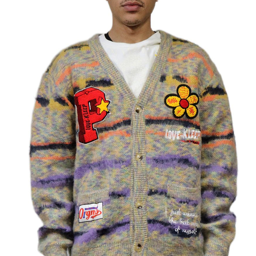 MEZZINE Men's premium sweater cardigan with embroidery & patches - Love to KleepMen's CardiganKLEEPLove to Kleep