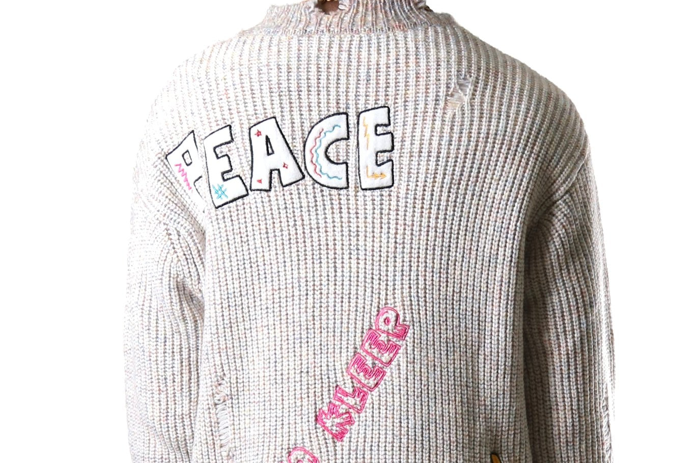 KELVE Heavy Gauge Ripped Knit Sweater with patches - Love to KleepMen's SweaterKLEEPLove to Kleep