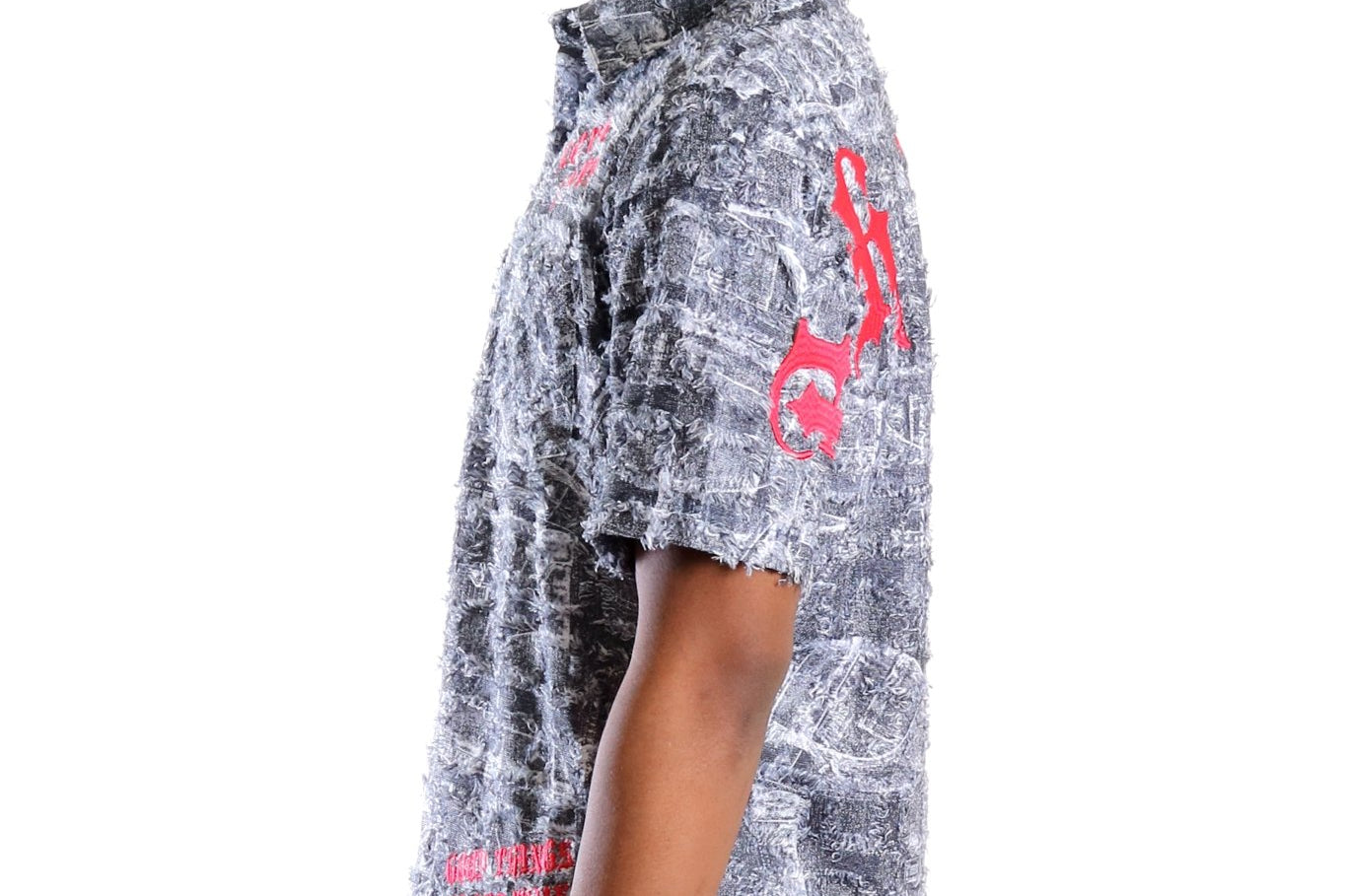 YETI Men's ripped & repaired short sleeve button down shirt - Love to KleepMen's ShirtKLEEPLove to Kleep