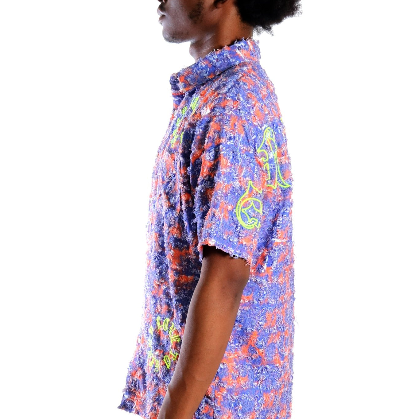 Pello Men's ripped & repaired short sleeve button down shirt - Love to KleepMen's ShirtKLEEPLove to Kleep