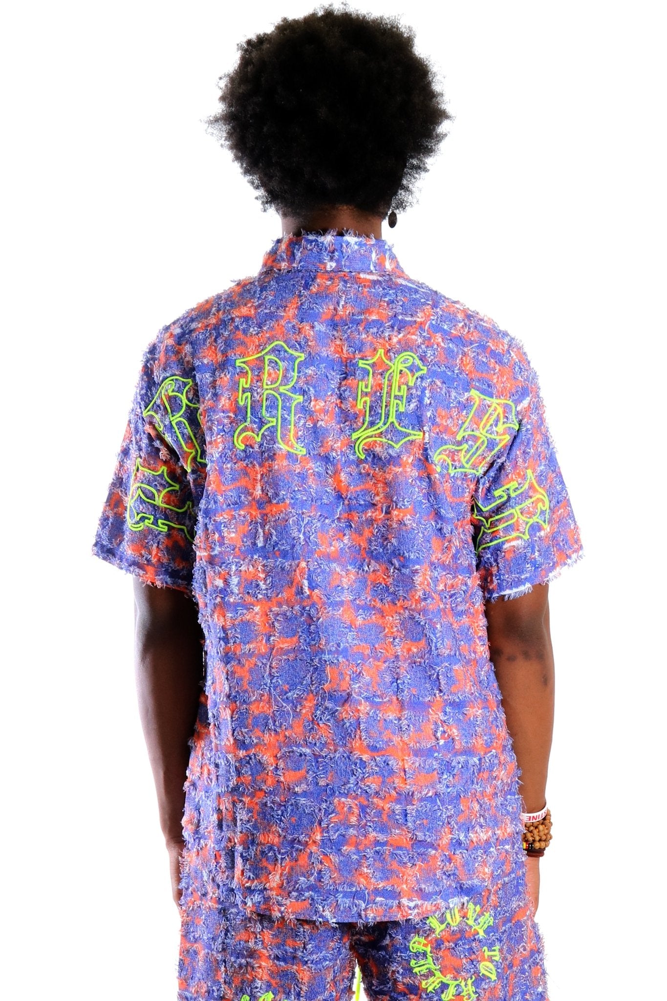 Pello Men's ripped & repaired short sleeve button down shirt - Love to KleepMen's ShirtKLEEPLove to Kleep