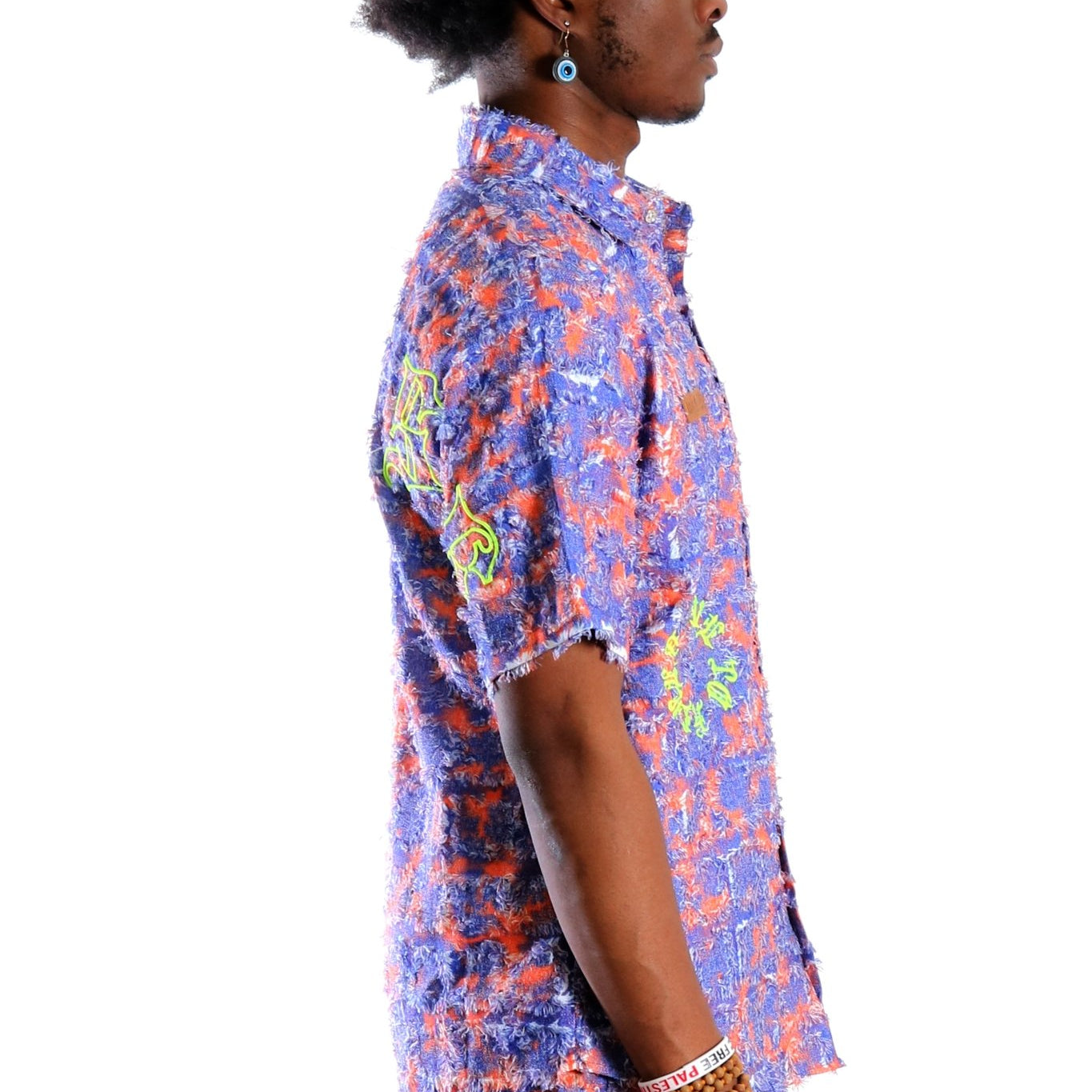 Pello Men's ripped & repaired short sleeve button down shirt - Love to KleepMen's ShirtKLEEPLove to Kleep