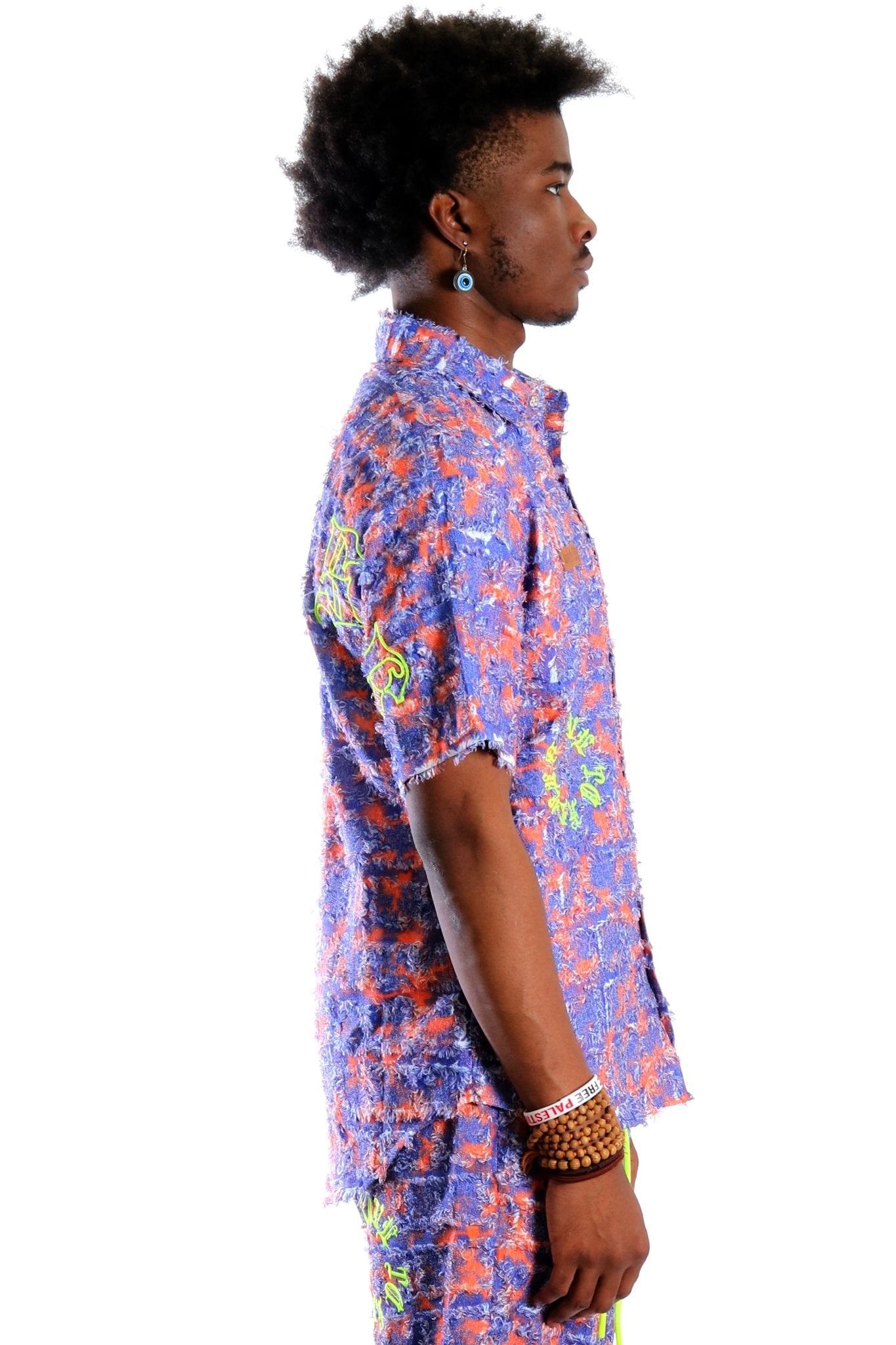 Pello Men's ripped & repaired short sleeve button down shirt - Love to KleepMen's ShirtKLEEPLove to Kleep