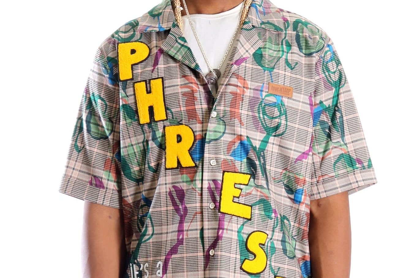 Willie L.T.K. Men's premium Short Sleeve Plaid button down shirt with hand sketch drawing pop art - Love to KleepMen's ShirtKLEEPLove to Kleep