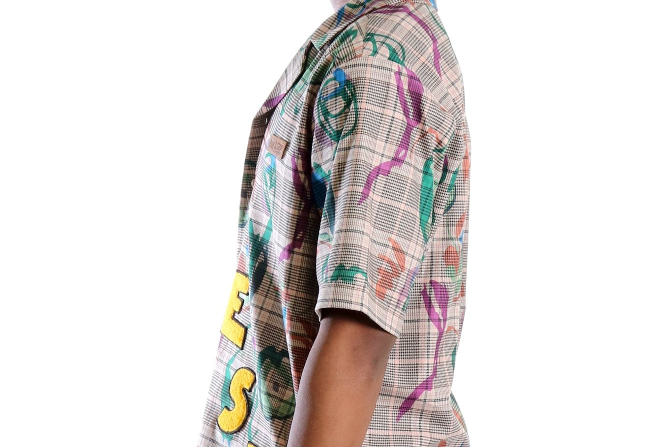 Willie L.T.K. Men's premium Short Sleeve Plaid button down shirt with hand sketch drawing pop art - Love to KleepMen's ShirtKLEEPLove to Kleep