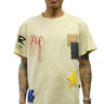 Angora Men's graphic print and patchwork cream cotton short sleeve tee - Love to KleepMen's TeeKLEEPLove to Kleep
