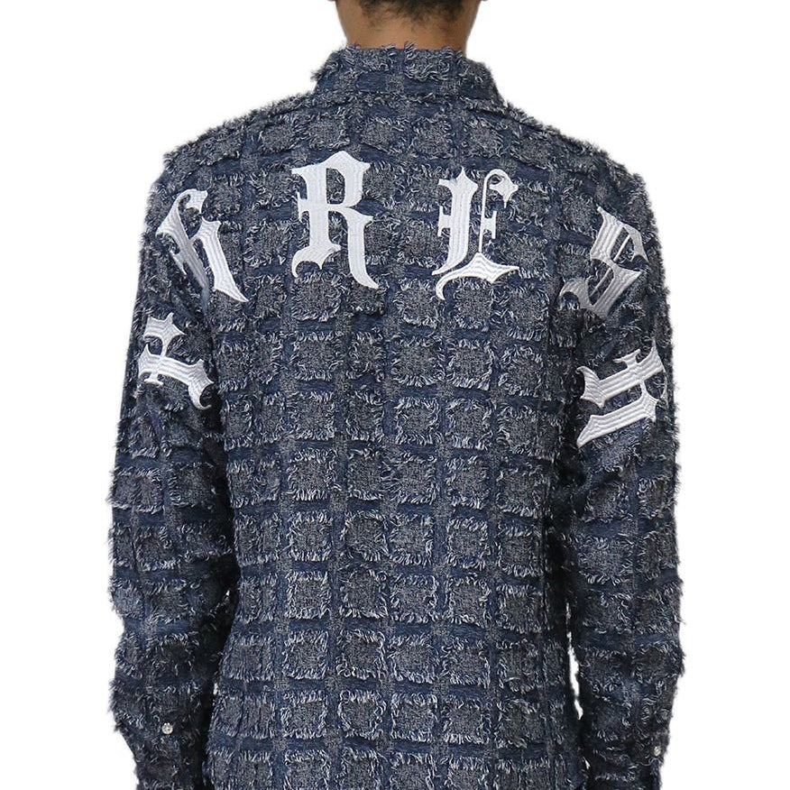 Fumo Men's ripped & repaired button down shirt - Love to KleepMen's ShirtKLEEPLove to Kleep