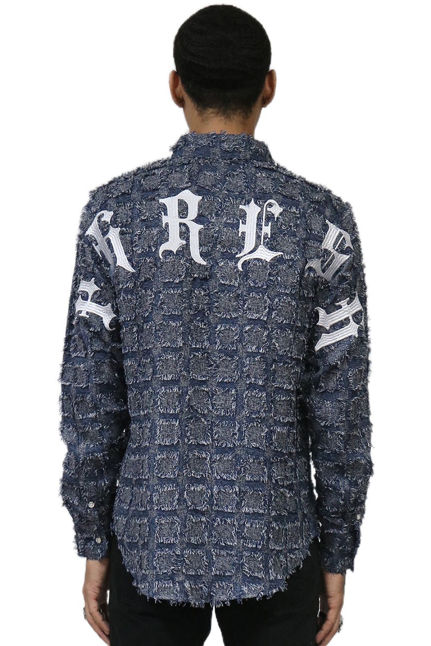 Fumo Men's ripped & repaired button down shirt - Love to KleepMen's ShirtKLEEPLove to Kleep