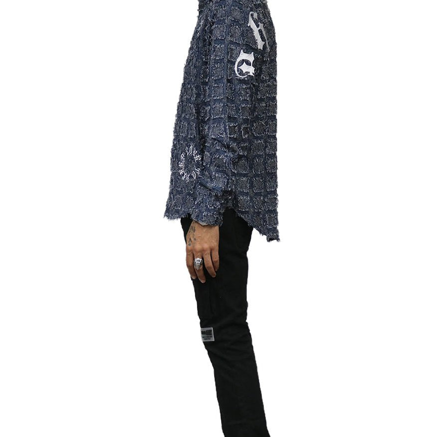 Fumo Men's ripped & repaired button down shirt - Love to KleepMen's ShirtKLEEPLove to Kleep