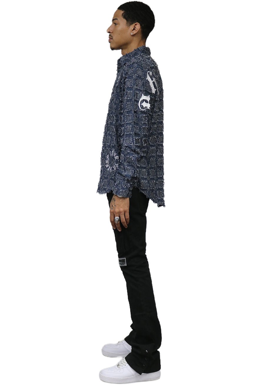 Fumo Men's ripped & repaired button down shirt - Love to KleepMen's ShirtKLEEPLove to Kleep