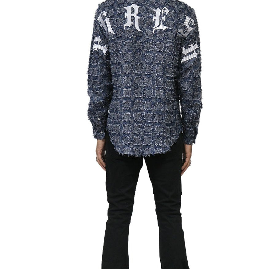 Fumo Men's ripped & repaired button down shirt - Love to KleepMen's ShirtKLEEPLove to Kleep