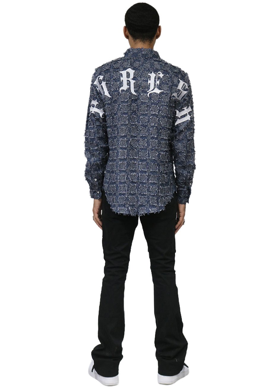 Fumo Men's ripped & repaired button down shirt - Love to KleepMen's ShirtKLEEPLove to Kleep