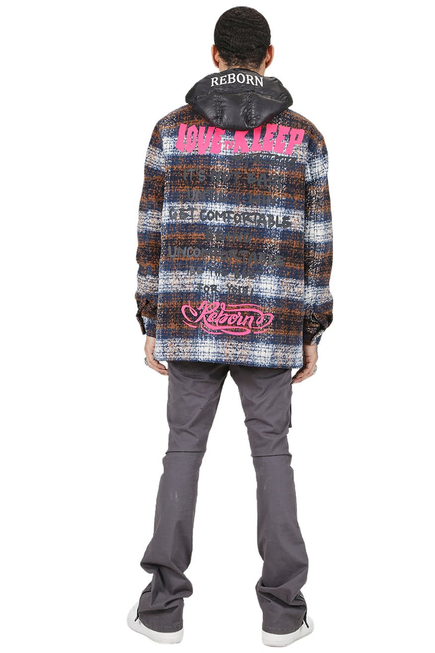 REYNA Men's Oversize Heavy Flannel Outer Shirket with detachable Cire Hoodie - Love to KleepMen's Heavy Flannel Oversize Outer ShirtKLEEPLove to Kleep