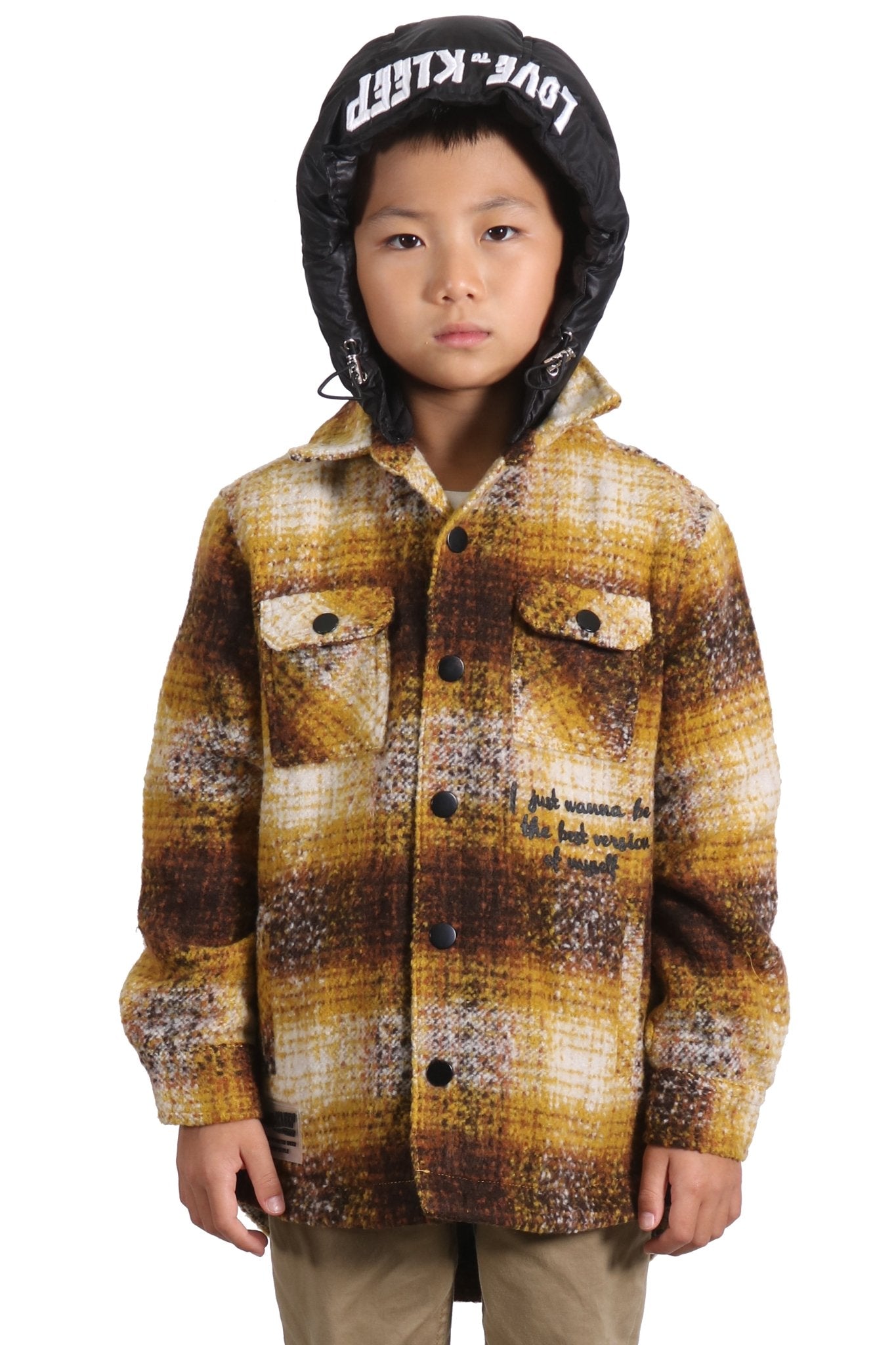 BENIT Kid's Oversize Flannel outer shirket with detachable padded cire hood - Love to KleepKid's JacketKLEEPLove to Kleep