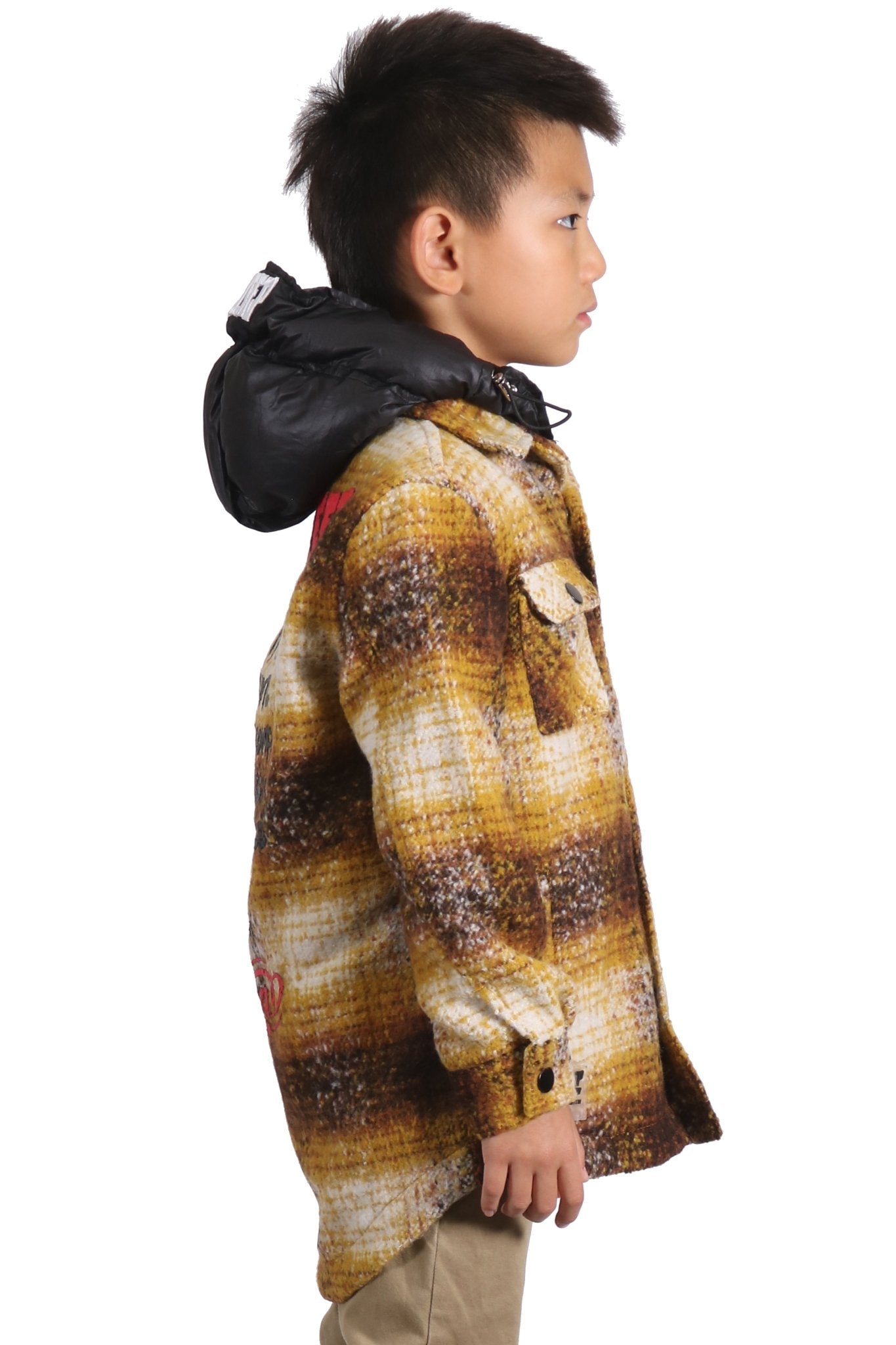 BENIT Kid's Oversize Flannel outer shirket with detachable padded cire hood - Love to KleepKid's JacketKLEEPLove to Kleep