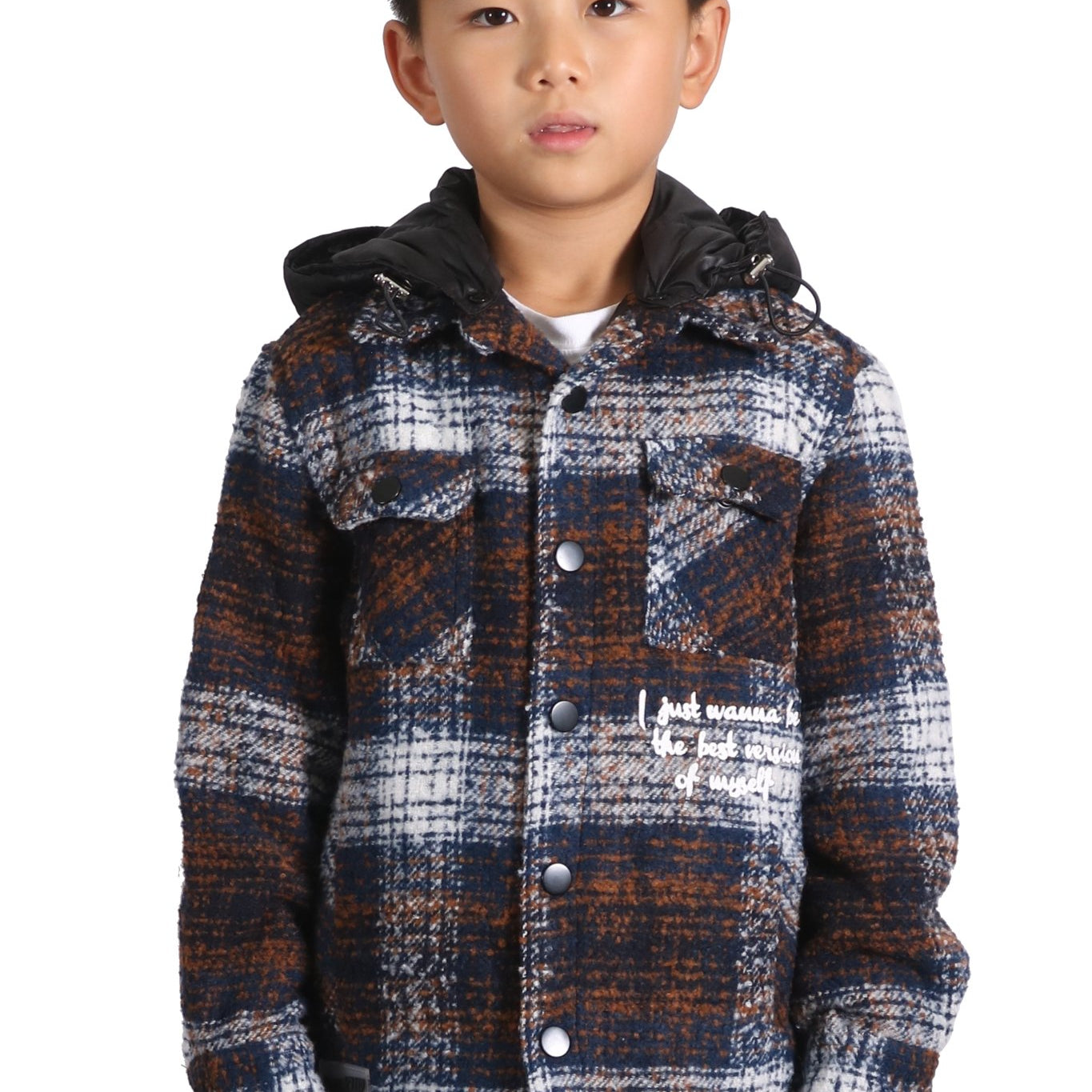 REYNA Kid's Oversize Flannel outer shirket with detachable padded cire hood - Love to KleepKid's JacketKLEEPLove to Kleep