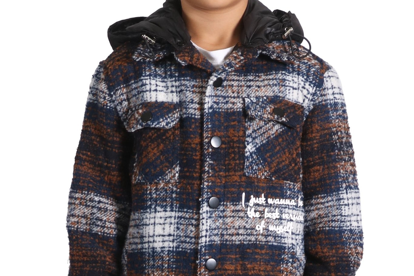 REYNA Kid's Oversize Flannel outer shirket with detachable padded cire hood - Love to KleepKid's JacketKLEEPLove to Kleep