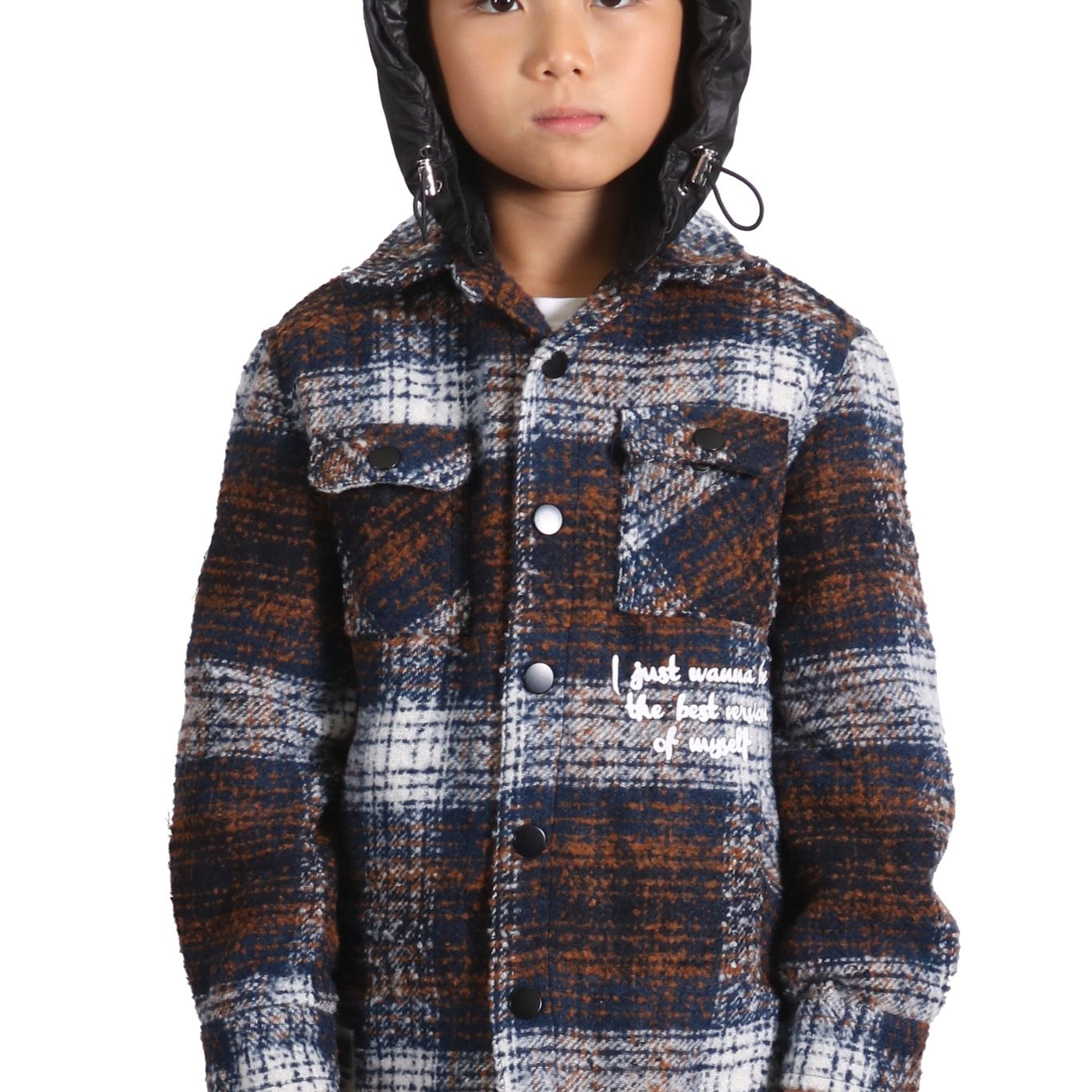 REYNA Kid's Oversize Flannel outer shirket with detachable padded cire hood - Love to KleepKid's JacketKLEEPLove to Kleep