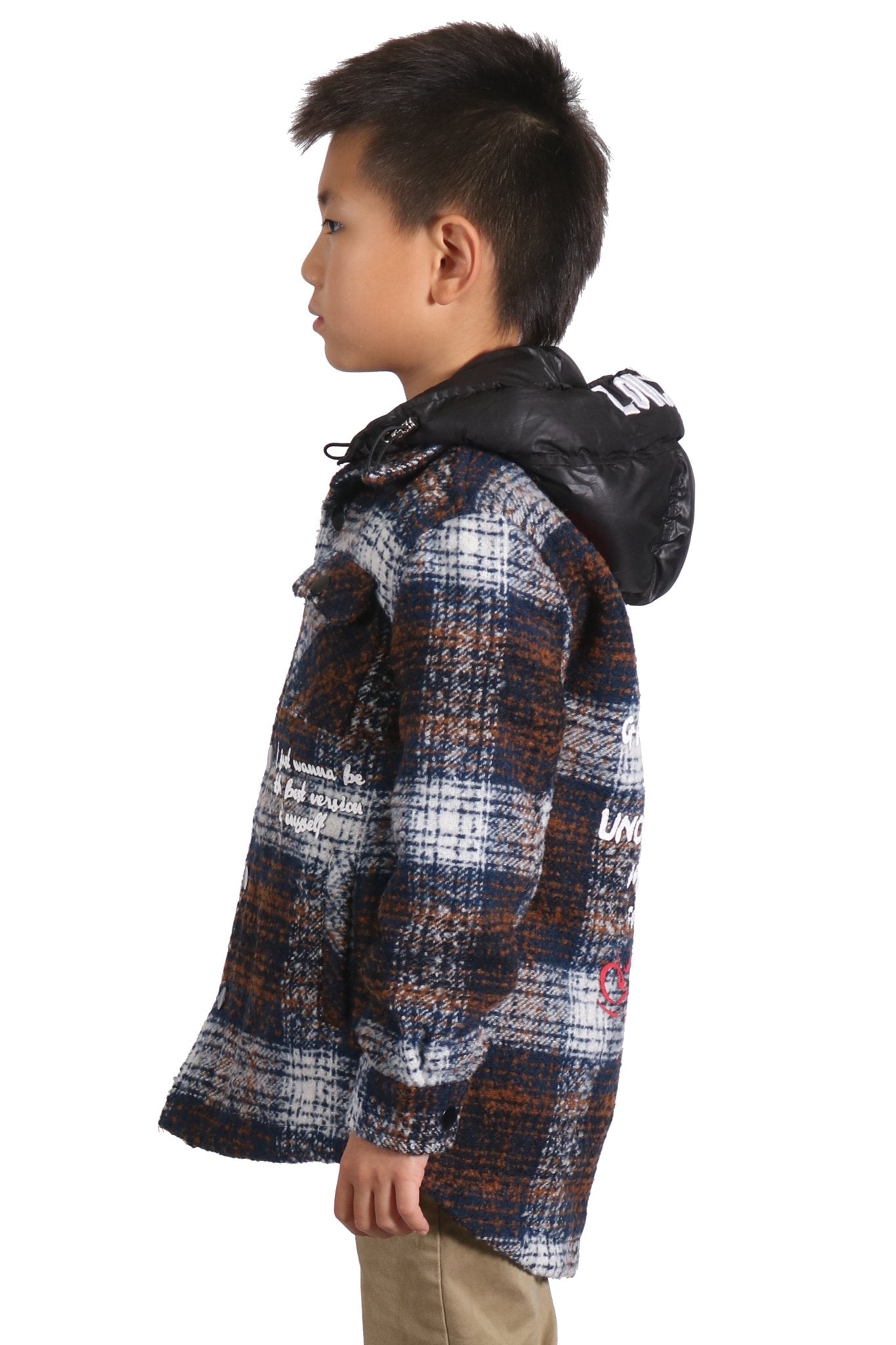 REYNA Kid's Oversize Flannel outer shirket with detachable padded cire hood - Love to KleepKid's JacketKLEEPLove to Kleep