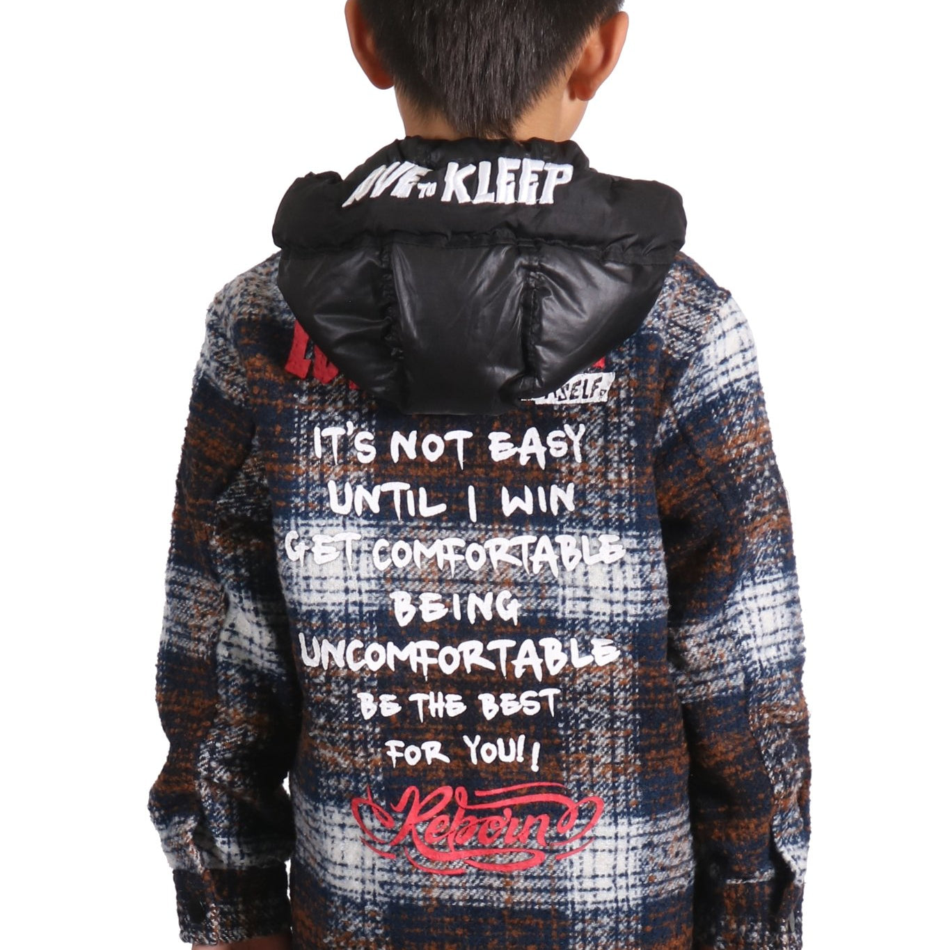 REYNA Kid's Oversize Flannel outer shirket with detachable padded cire hood - Love to KleepKid's JacketKLEEPLove to Kleep
