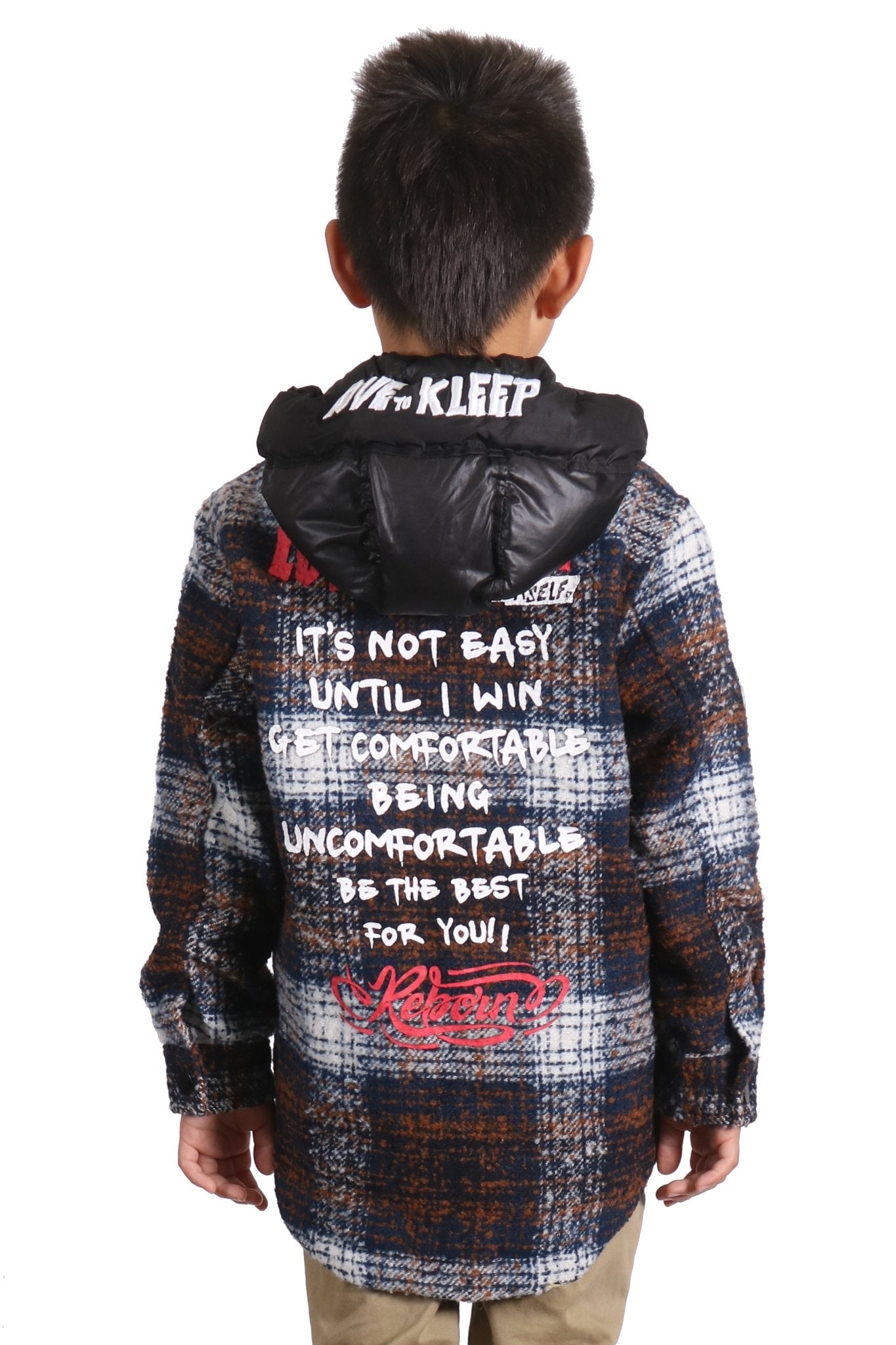 REYNA Kid's Oversize Flannel outer shirket with detachable padded cire hood - Love to KleepKid's JacketKLEEPLove to Kleep