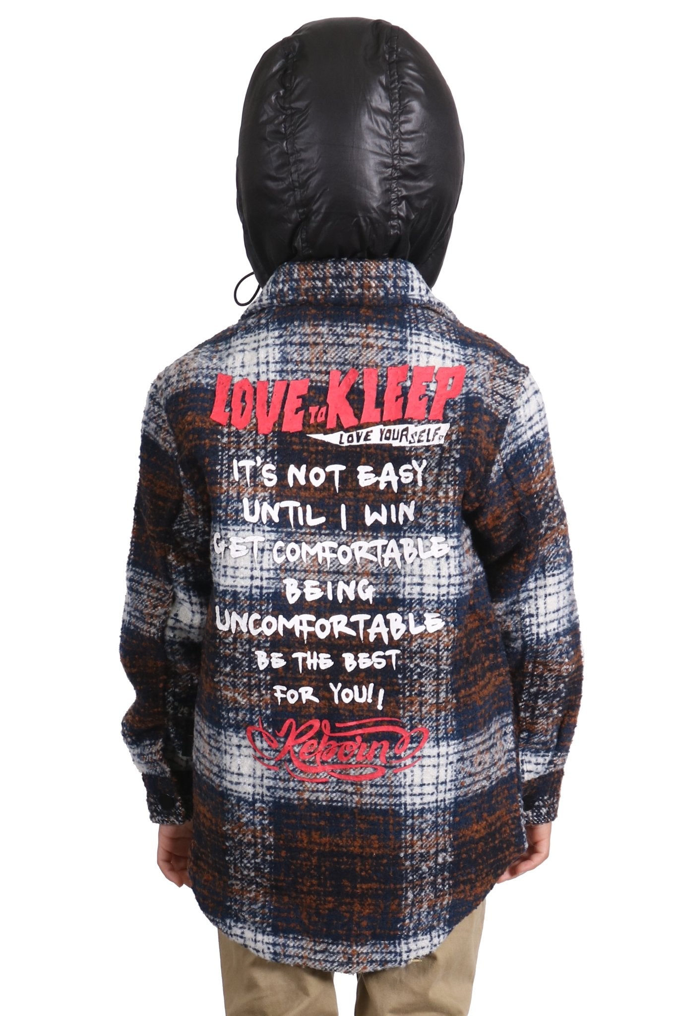 REYNA Kid's Oversize Flannel outer shirket with detachable padded cire hood - Love to KleepKid's JacketKLEEPLove to Kleep
